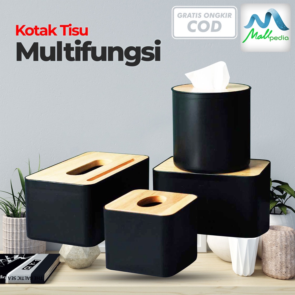 VIP8 Kotak Tisu Kayu Wooden Design Wadah Tissue Tempat  Penyimpanan Tissue Dekorasi Meja Box Organizer MPRO1