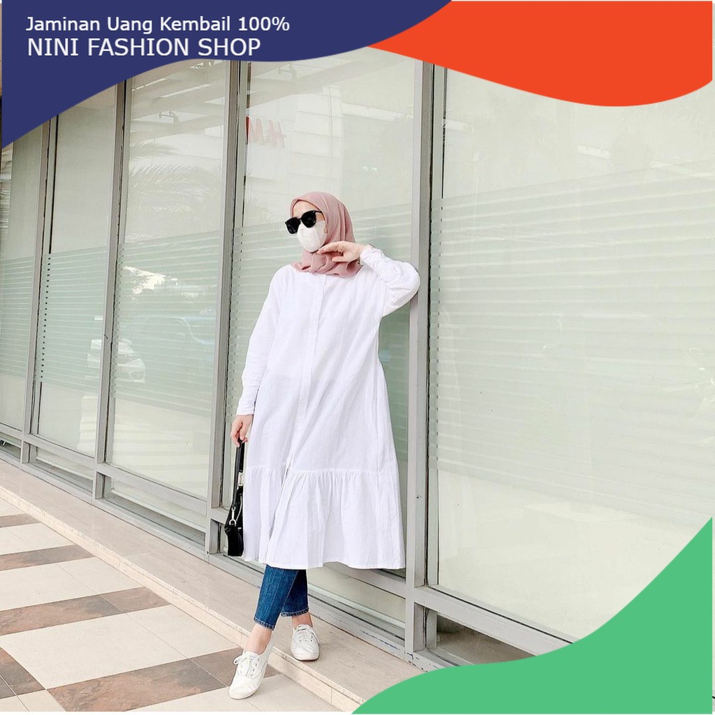 Tristan Tunik | Baju Tunik Wanita Terbaru | Mini Dress Kores | Tunik Putih | Tunik Polos | Fashion M