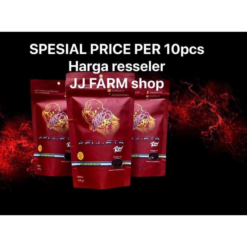 PELET IKAN LOUHAN SPESIAL HARGA GROSIR RESELLER 1DUS 10pcs LEVEL3 RED PELET pakan louhan lohan koi