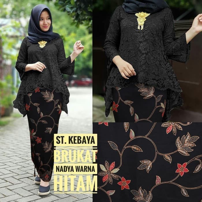 KEBAYA BIANCA SET BROKAT/BAJU KEBAYA/KEBAYA WISUDA/kebaya murah/kebaya seragam-set black