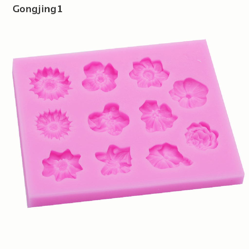 Gongjing1 Cetakan Fondant / Cokelat Bentuk Bunga Matahari / Mawar 3D Bahan Silikon Untuk Dekorasi Kue DIY