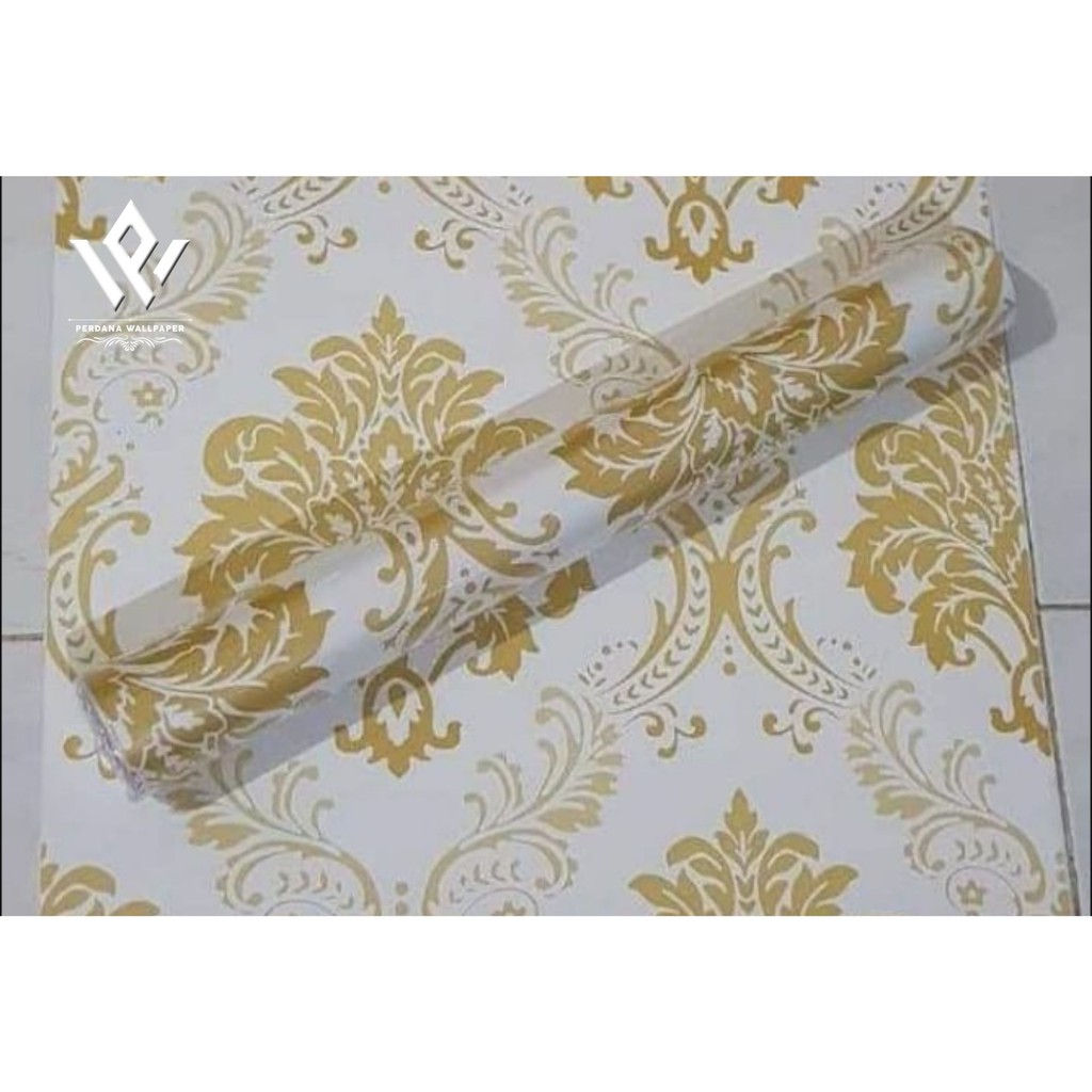 (PROMO COD) Wallpaper Dinding Tahan Air Ukuran 45cm X 5m Motif Elegant - Batik Gold