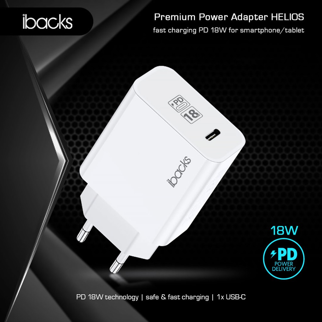 Ibacks Helios Travel Fast Charging 18Watt Adaptor Charger 18watt Type C