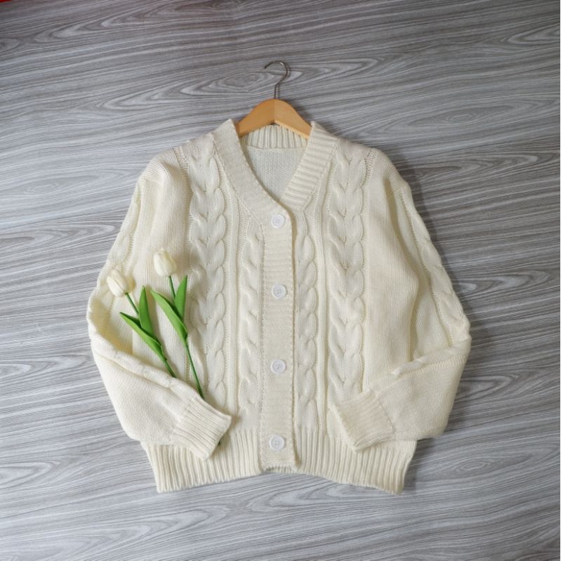 [ BISA COD ] SWEATER AYNA CARDI / ATASAN WANITA LENGAN PANJANG BAHAN RAJUT PREMIUM TEBAL / KARDIGAN KOREAN STYLE MUSIM DINGIN / WARNA MINT BROKEN WHITE MILO BURGUNDY-Offwhite