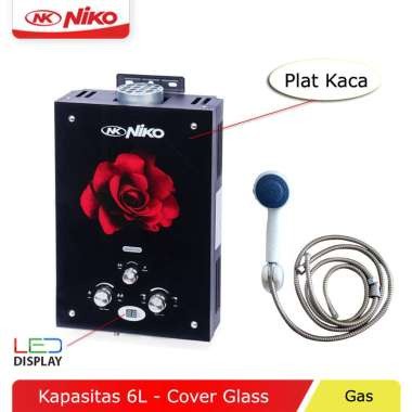 NIKO Water Heater Gas 6 Liter Tempered Glass + LED Display NK 6 LDG2 LUX - Garansi Resmi 1 Tahun