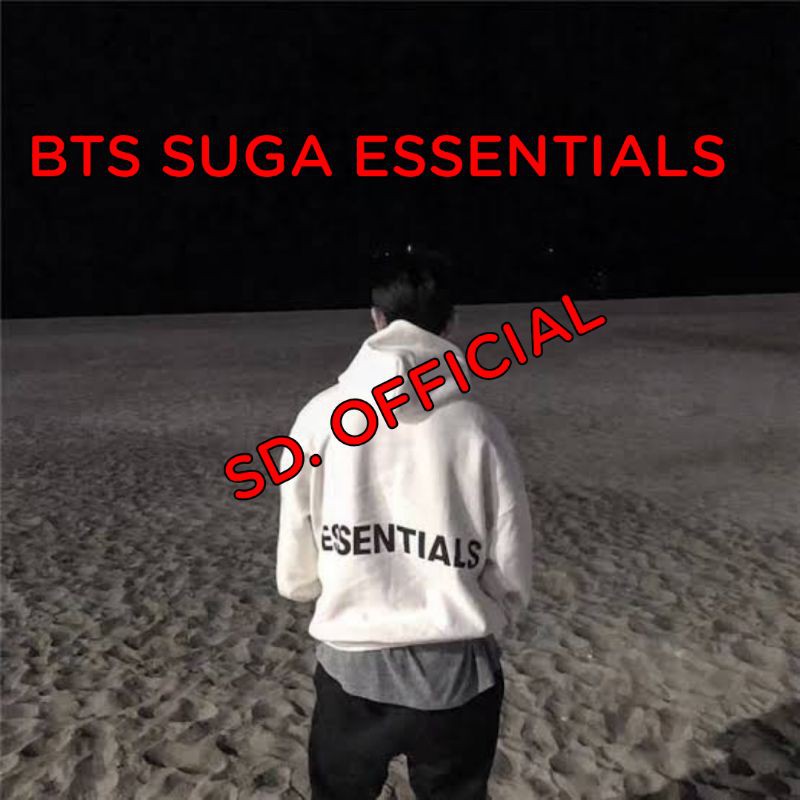 Jaket Hoodie Jumper Bangtan SUGA ESSENTIALS Belakang free Foto