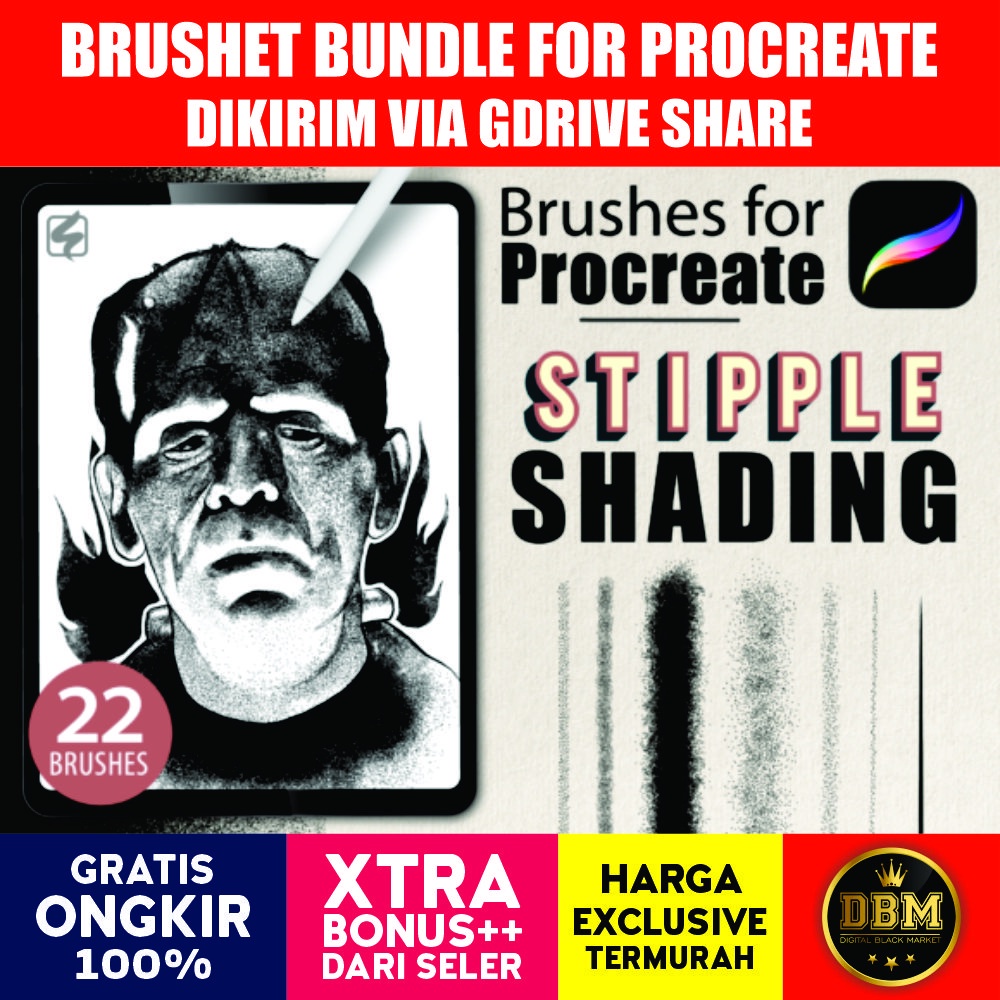 22 Procreate Brushes Stipple