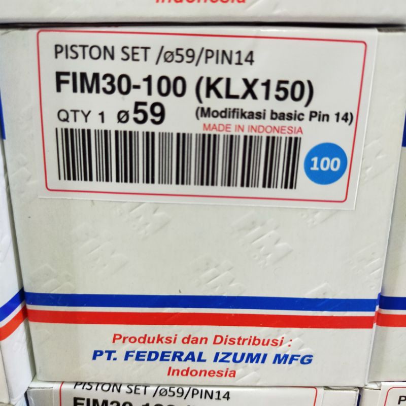 Piston Kit Seher Set FIM 30 Izumi Racing KLX150 Dtraker Harian Diameter 58 58 5 59 59 5 60 pen 14-OS 100