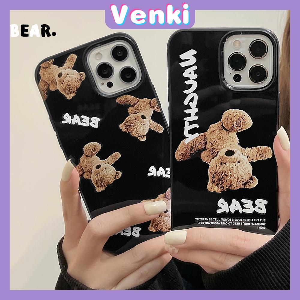 Soft Case Silikon Hitam Glossy Motif Teddy Bear Untuk Iphone 13 Pro Max / 12 Pro Max / 11 / 7 + / 7 / 8 + / Xr / Xs Max / 11 / Pro / 7 / 8 +