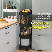 SHENAR RAK 4 SUSUN DENGAN RODA  NARA RAK SUSUN RAK DAPUR KAMAR MANDI RUANG TAMU TEMPAT PENYIMPAN SUSUN RAK NARA 4 SUSUN DENGAN RODA UNIK VIRAL  - BISA COD