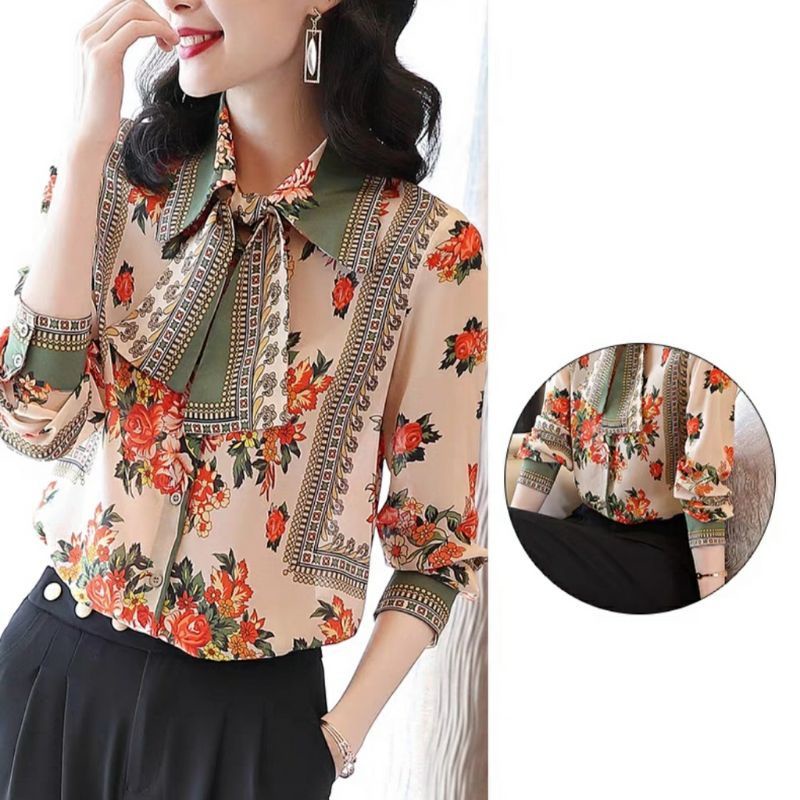 MDLV ~ 6353 Magazira Bowtie Shirt Blouse Korea Blouse Premium Blouse Terbaru Blouse cewek Kemeja Premium Fashion Import