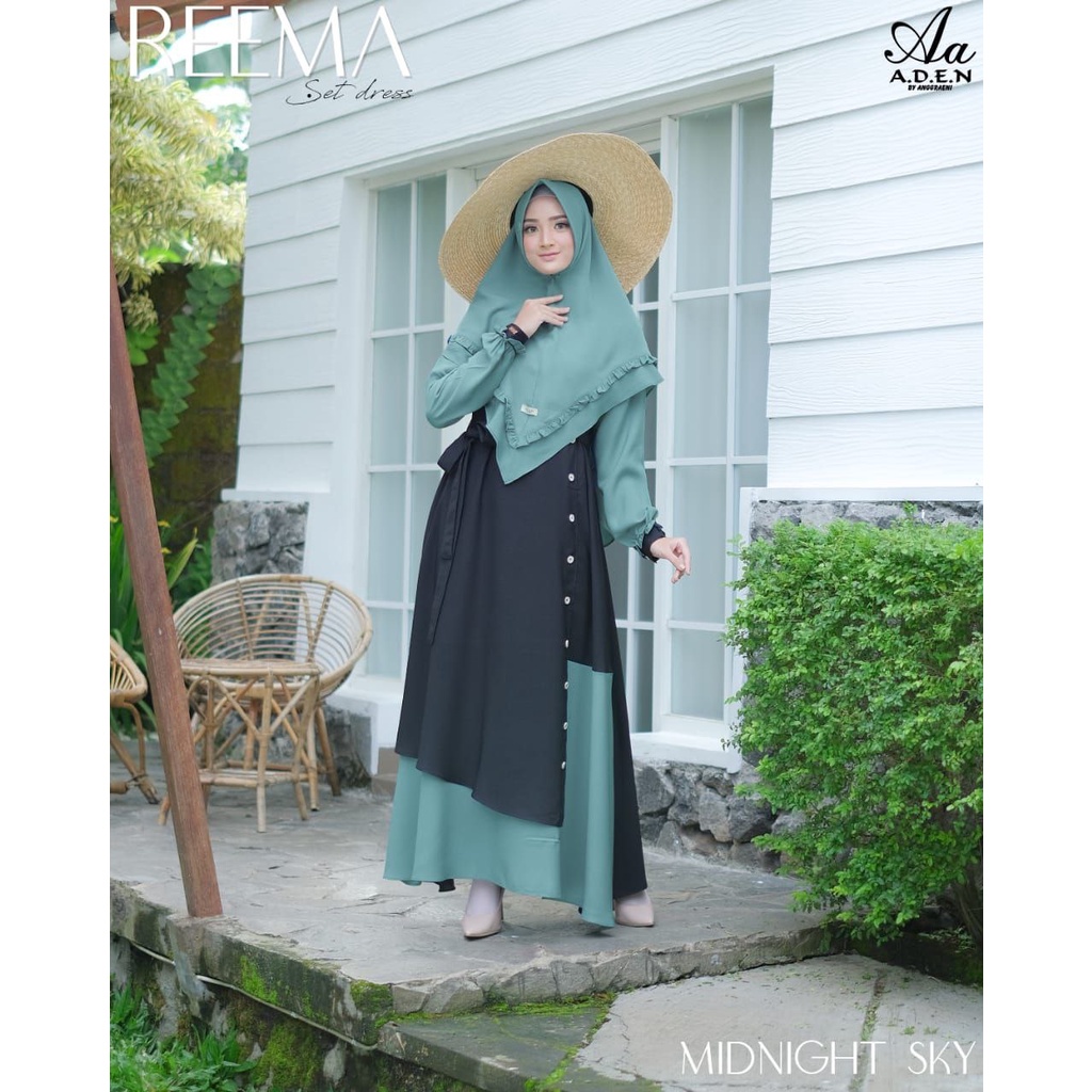 Baju Gamis Aden Rema Set by Aden Ori 100% | Bahan Wolly Crepe Premium| Busui & Wudhu Friendly