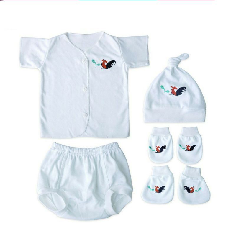 Newborn Set 4in1 Motif Ayam Jago Baju Anak Bayi Perlengkapan Newborn
