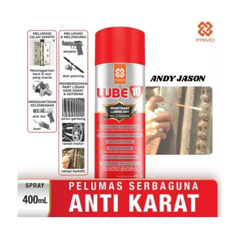 PELUMAS ANTI KARAT PENETRATING OIL PRIMO LUBE 10  400ML