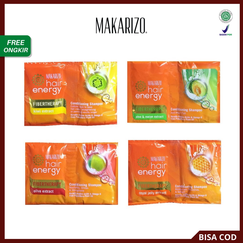 [ AGEN RESMI ] MAKARIZO Hair Energy Shampoo Sachet - Fibertherapy Shampo Sampo (KIM) Original