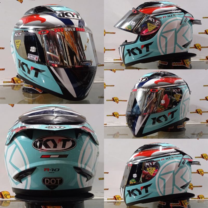 Helm KYT R10 AquaMarine /Aqua blue Paket Ganteng (Ongkir Termurah 2kg)-GANTENG AQUAMARINE-2
