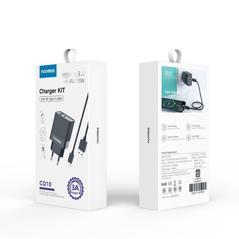 Foomee CQ10 Charger QC+PD18W Type-C set