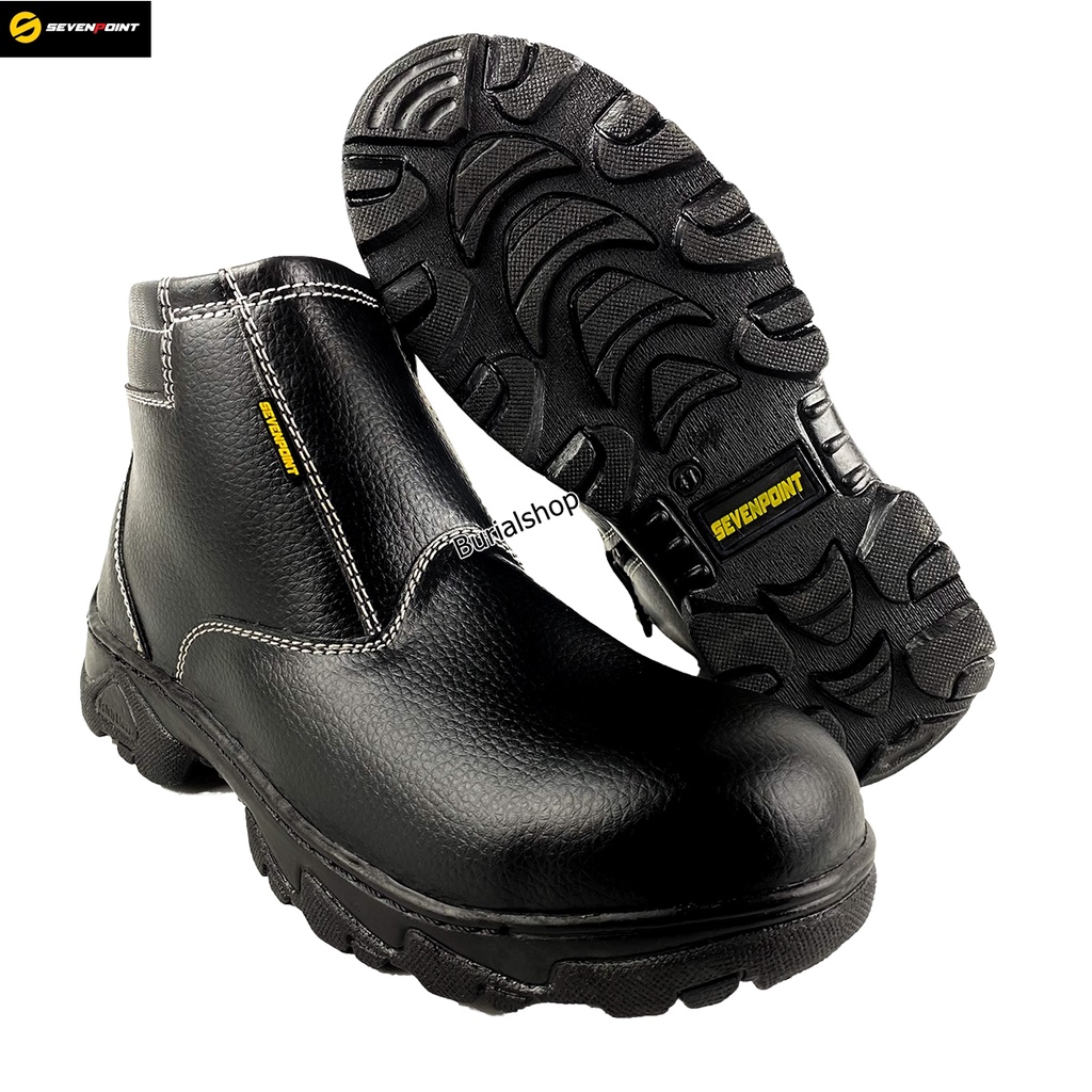 Sepatu Safety Boots Slop Original Ujung Besi Septy Slip On Boot Kerja Lapangan Proyek Spatu Septi BS