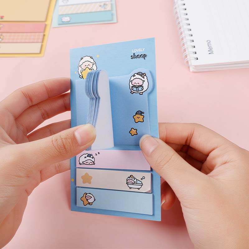 80 Lembar Sticky Note Tebal Portable Motif Kartun Untuk Stationery Sekolah / Kantor