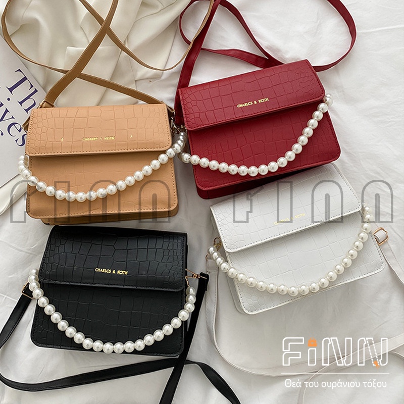 Tas Selempang Untuk Wanita Dengan Aksen Rantai Trendy Korean Style Bahan PU Fashion Wanita