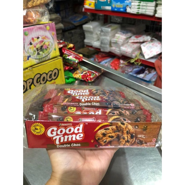 

GOOD TIME DOUBLE CHOCO 1pak / arnotts / biscuit cokelat / kue cokelat / snack ringan / cemilan