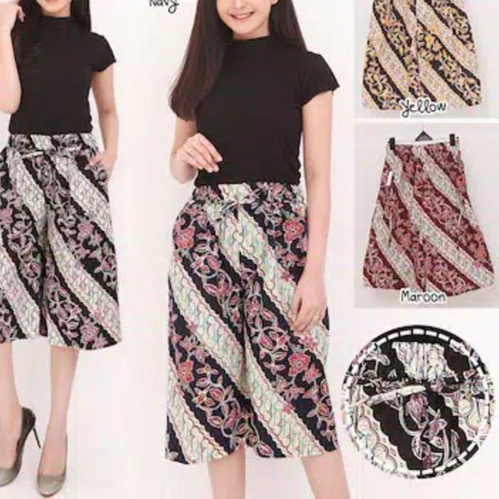 Trend - KULOT PENDEK BATIK 7/8 BAHAN KATUN STREACH / KULOT MOTIF BATIK DAN BUNGA / KULOT KATUN