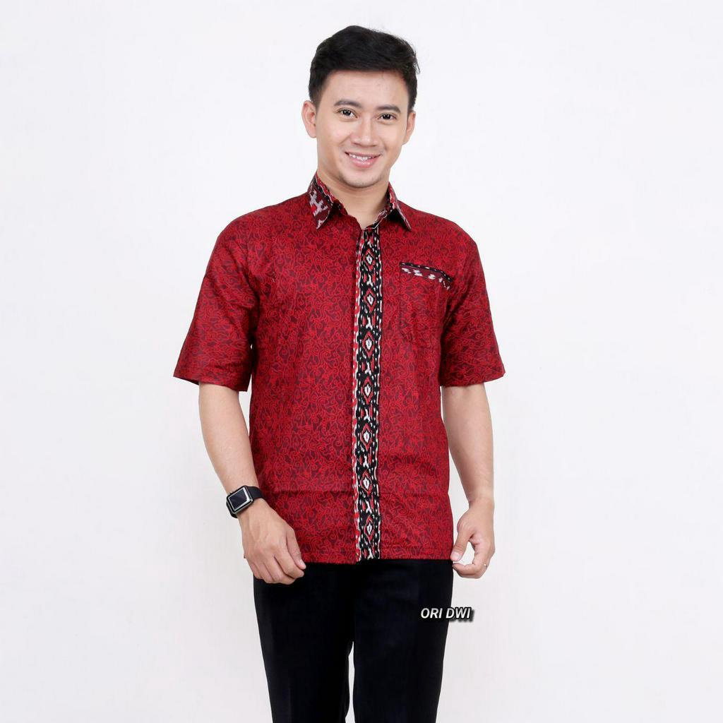 Batik Couple Atasan Blus Batik Kemeja Batik Pria Seragam Kantor Motif Mega Mendung