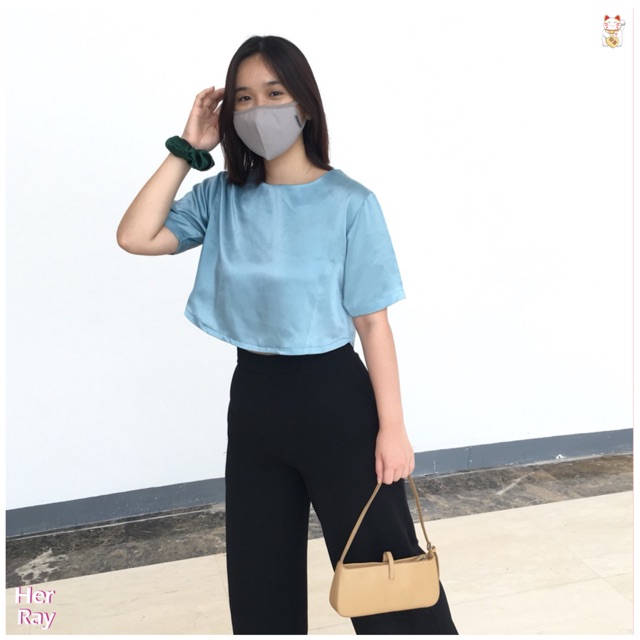 Crop Top Korea Satin Premium