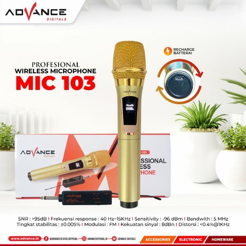 Microphone Single Wireless Advance MIC 103 Gold - Mikrofon Professional VocaL