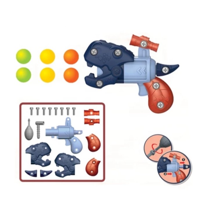 ( zwq ) Mainan Anak Diy Disassembly Dinosaur Gun Pistol Play Set Dinosaurus