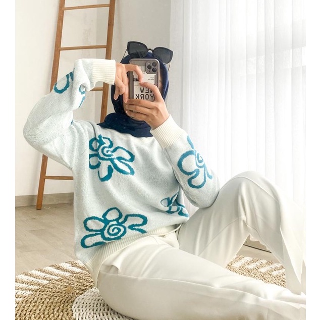 FLOWER SWEATER - SWEATER RAJUT - SWEATER MURAH BANDUNG - RAJUT MURAH