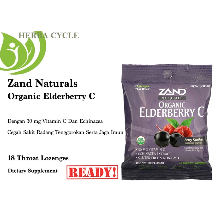 Zand Naturals Elderberry C 18 Loz Permen Vitamin C Cegah Radang Batuk