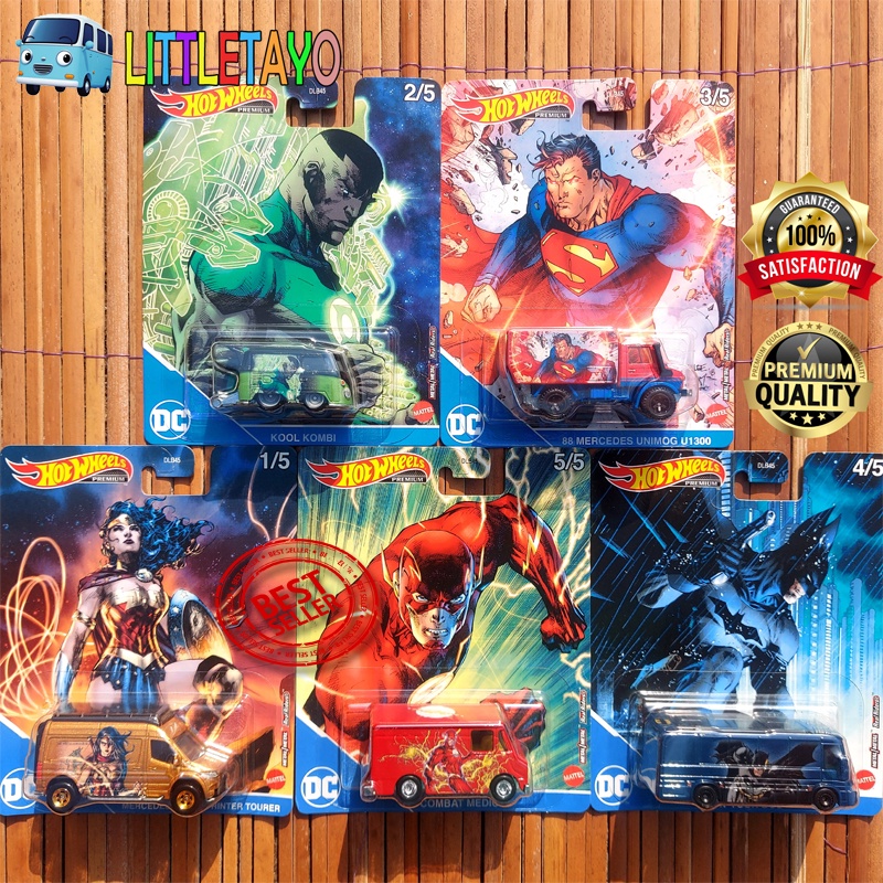 HOTWHEELS DC UNIVERSE SET 5 PCS PREMIUM VW VOLKSWAGEN KOOL KOMBI GREEN LANTERN COMBAT MEDIC FLASH 88