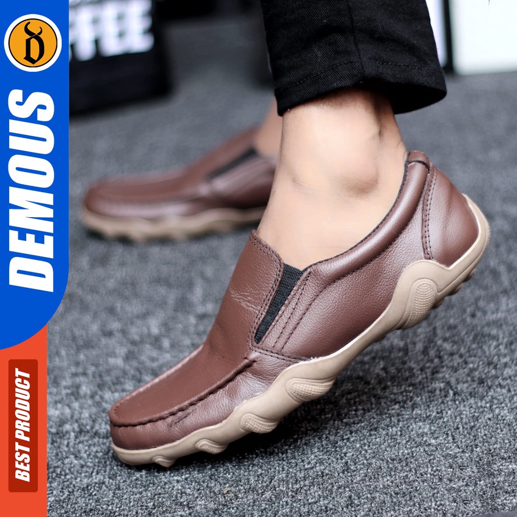 DEMOUS Wildex - Sepatu Slip On Pria Casual Kulit Asli