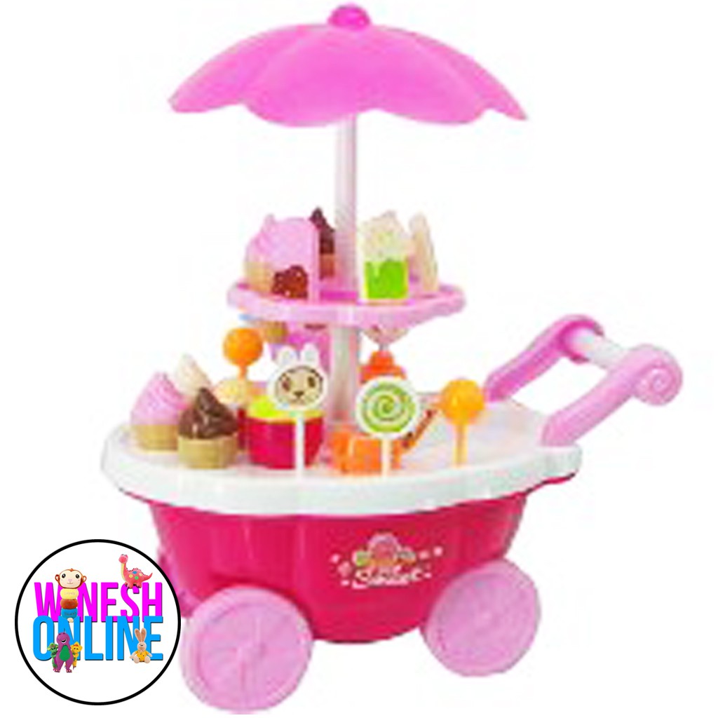 Ice Cream Cart Sweet Shop Candy Cart / Mainan Anak Dorongan Es krim