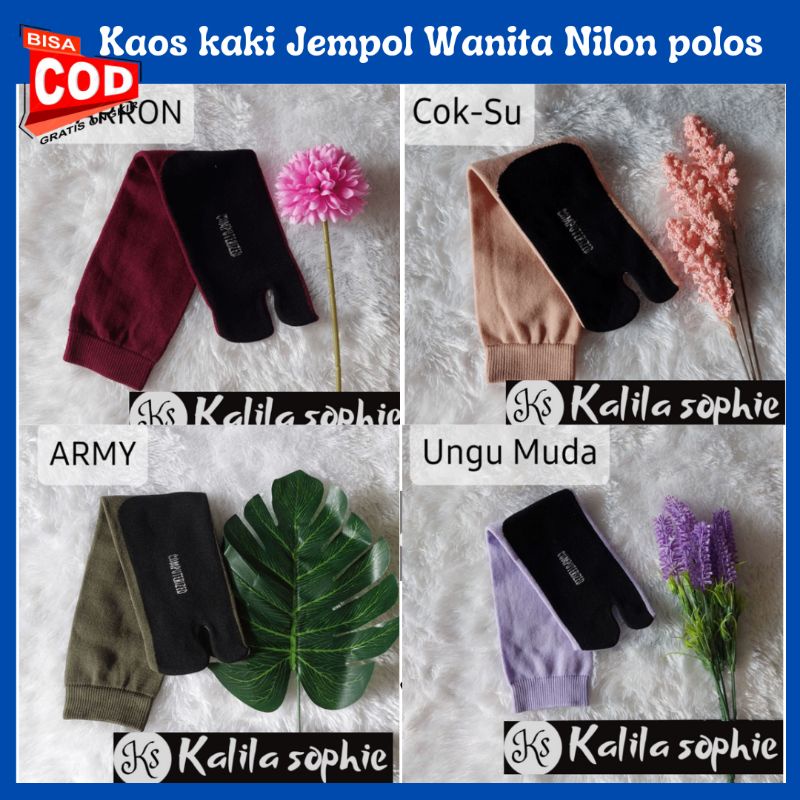 Kaos kaki jari jempol wanita muslimah nilon polos tebal