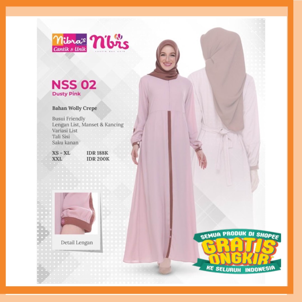 Corak Dua warna Kombinasi Stelan Pasangan Nibras Toyobo /  GAMIS NIBRAS NSS 02 / DRESS / GAMIS SAR I