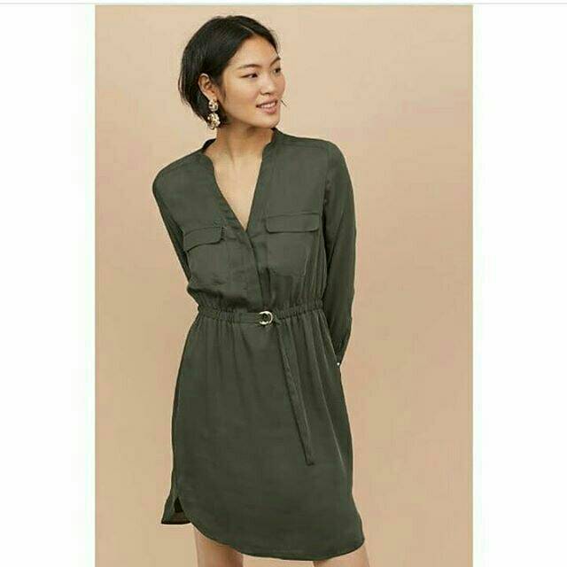 HM HNM H&M SHIRT TIE DRESS WITH POCKET