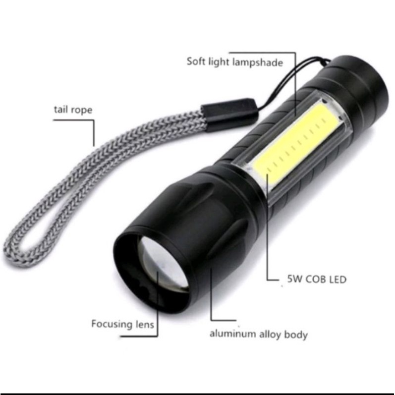 Senter Swat LED Zoom lampu mini charger