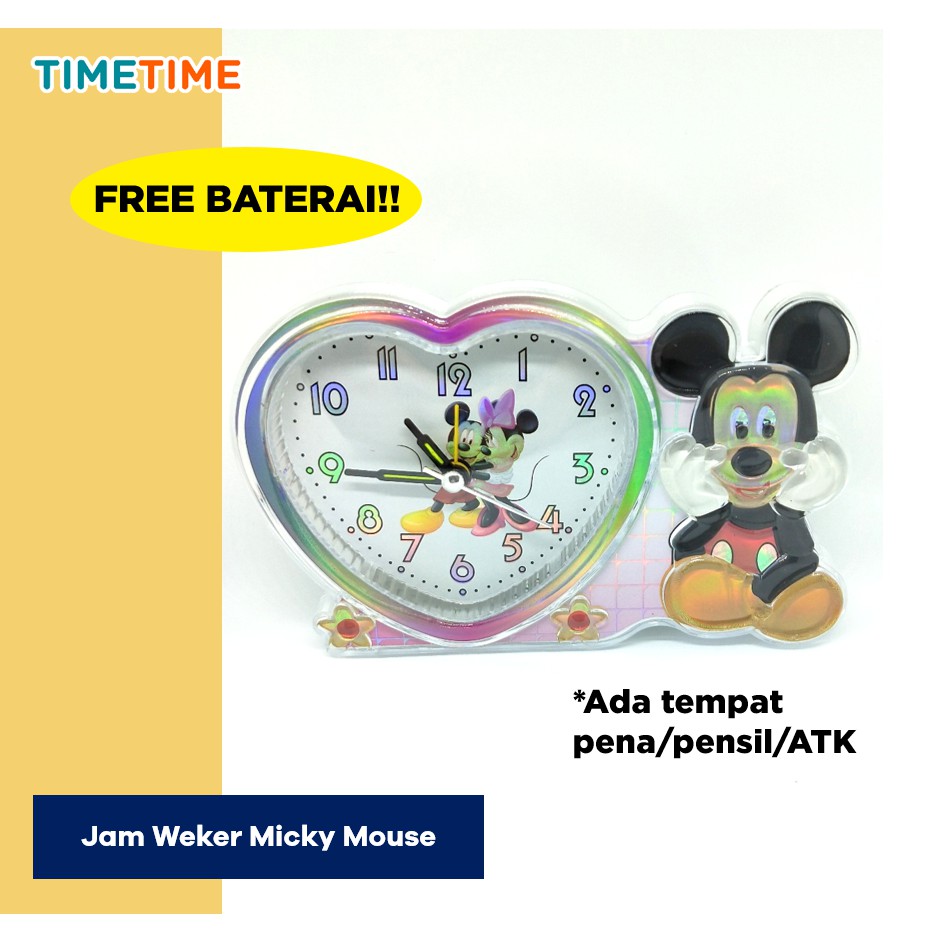 Jam Meja Beker Hello Kitty Micky Mouse Bug Bunny Free Baterai Tempat Pensil