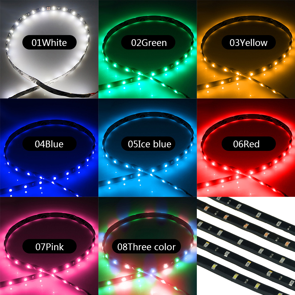 [READY STOCK] Lampu Strip 15-LED 30cm Fleksibel Anti Air untuk Mobil / Motor