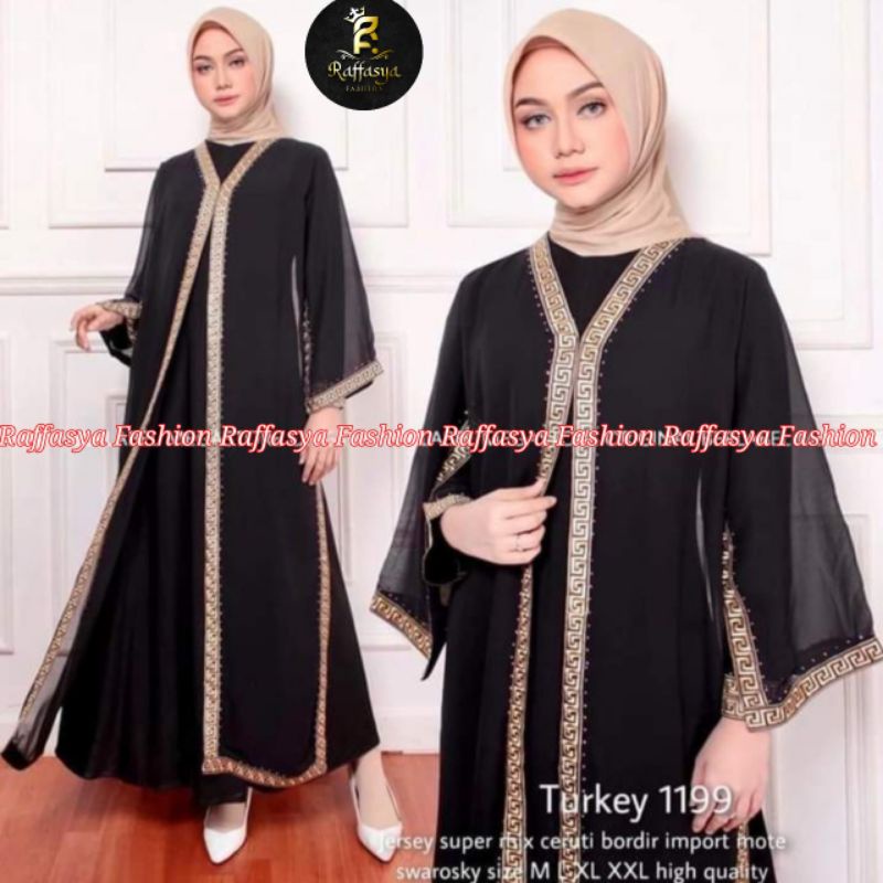 GAMIS ABAYA TURKEY LENGAN CAPE 2LAYER SIMPEL