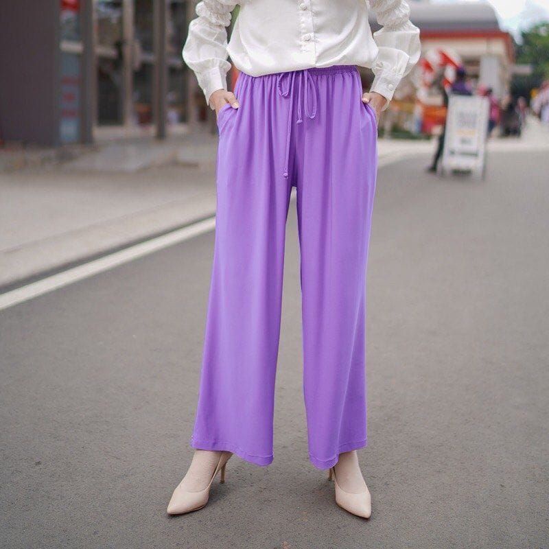 Longs pants Cullote Korean//Cullote daily//Cullote super jumbo//kulot wanita-Lilac