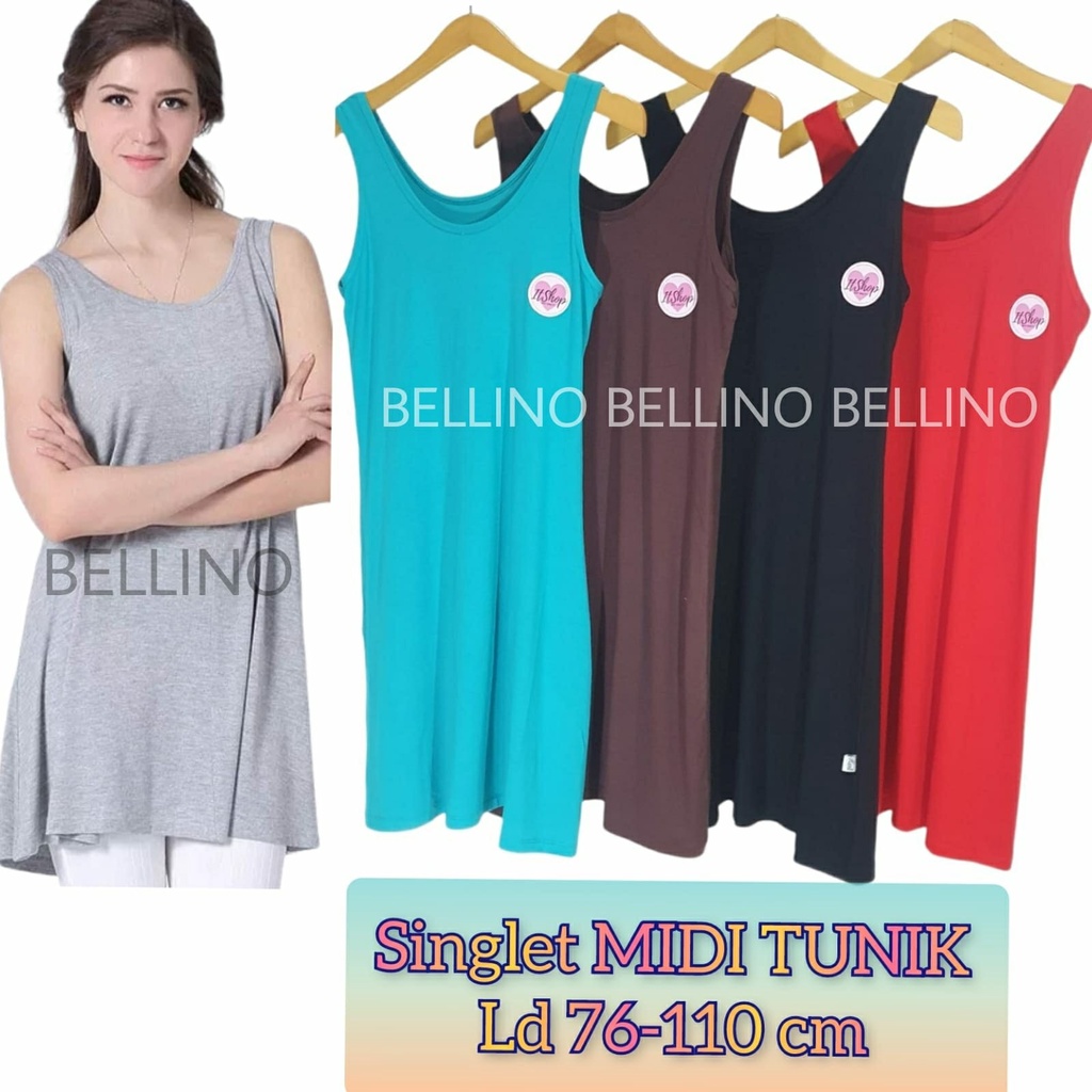 Longdress Singlet Midi Tali Lebar Wanita Premium Quality Fit XXL Jumbo Size / Tanktop Cewek Singlet Model Panjang Tunik JUMBO Bahan Adem Super Soft Longdress Dalaman Gamis Polos Berkualitas