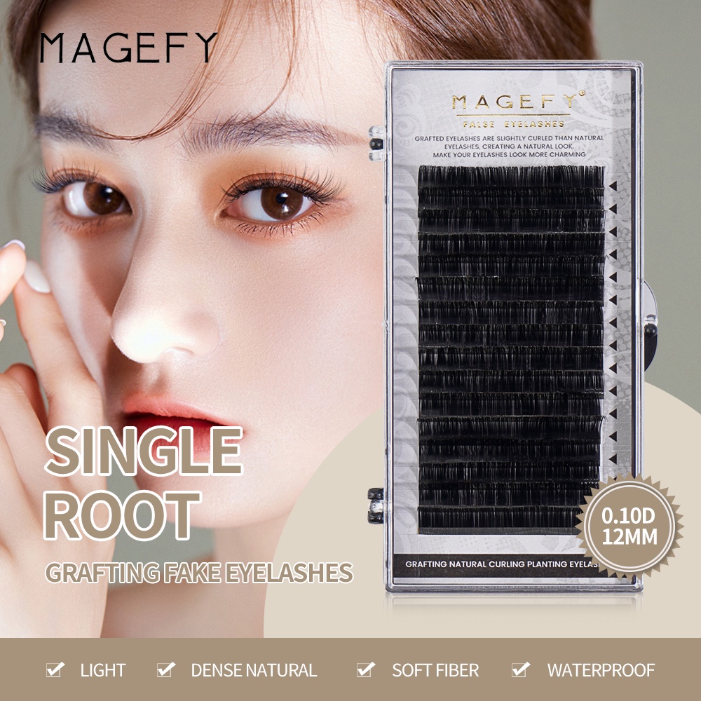 MAGEFY 0.10 D Curl Ketebalan Tanam Bulumata Palsu D Curl Grafting 10mm-12mm Mink Eyelash Extension