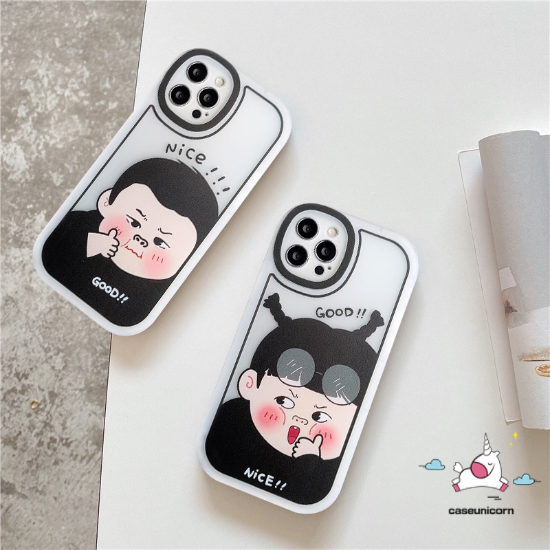 IPHONE Couple Soft Tpu Phone Case Kompatibel Untuk Iphone14 13 12 11 Pro Max 6s 6plus X XR XS Max Se2020 8 7 Plus Kartun Lucu Cowok Cewek Shockproof Case Cover