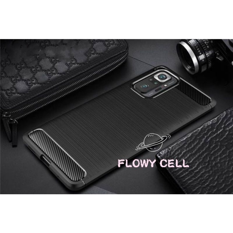Xiaomi Redmi Note 10 / Redmi Note 10 Pro Black carbon fiber case softcase casing