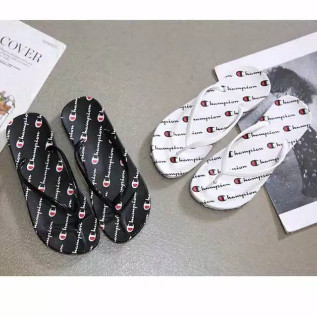 SANDAL JEPIT CHAMPION SIMPLE MURAH CANTIK HITAM / PUTIH UKURAN 37 38 39 40