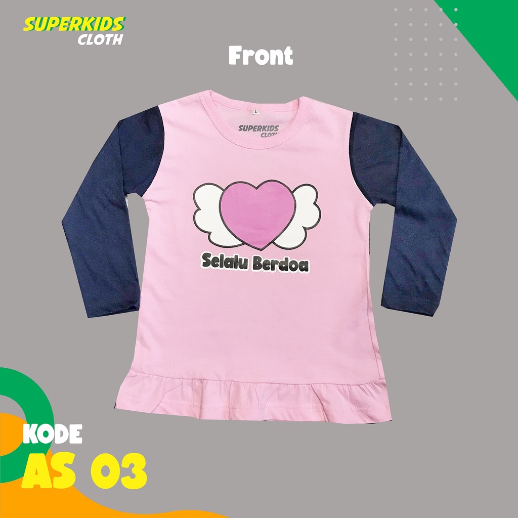 BAJU ANAK PEREMPUAN / KAOS ANAK PEREMPUAN / PAKAIAN ANAK CEWEK KAOS ANAK PEREMPUAN LENGAN PANJANG SELALU BERDOA ECER GROSIR SUPERKIDS CLOTH 1 - 11 TAHUN