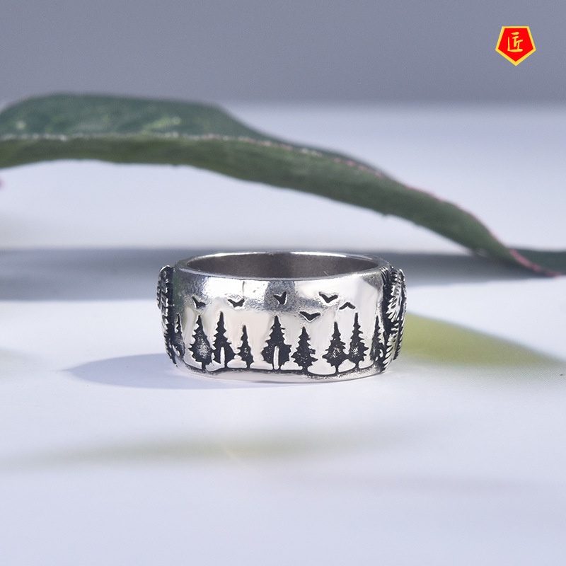 [Ready Stock]Silver Creative Carving Wolf Ring Simple Domineering